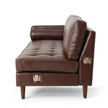 Modern Minimalist 70.75 "L-Shaped Segmented Sofa, Comfortable Soft Cushion Sofa Combination In Living Room And Bedroom, With Lounge Chair, Dark Brown - 深棕色+PU+4座 - 查看 2