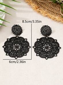 2pcs/Set Of Exaggerated European And American Metal Hollow Flower Pendant Earrings Suitable For Women's Gifts And Versatile Fashion Valentines