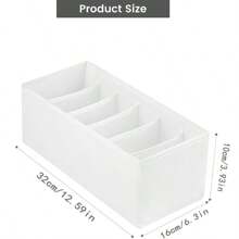 Storage Box 6-Compartment Wardrobe Drawer Belt Storage Box, Foldable Dresser Drawer Storage Box, Men's Tie Storage Box, Belt Tie Rack, Belt Tie Storage Box ( White ) - White - View 7