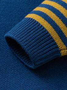 mini bala 男孩女孩针织毛衣 拼色 Polo 衫 女婴服装 - 深藍 - 查看 7