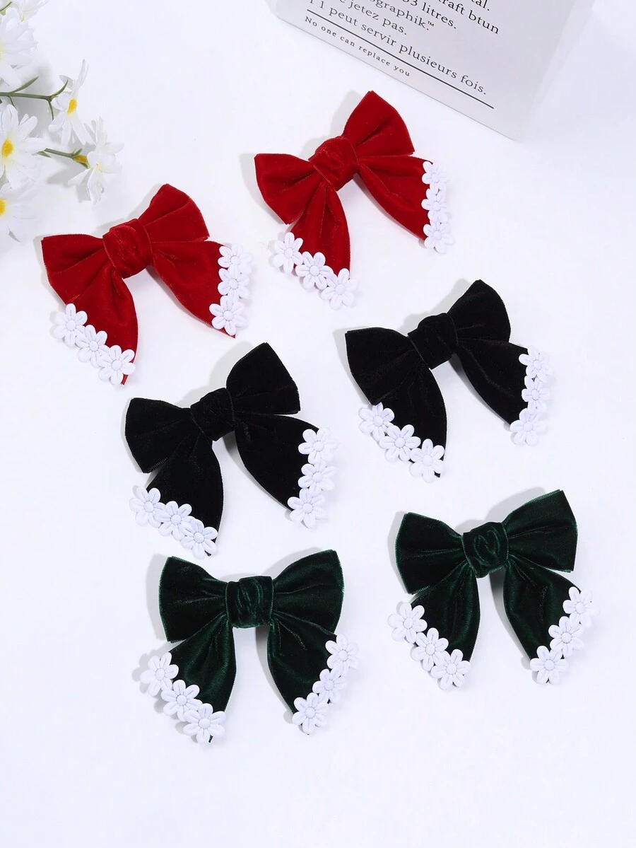 2 chiếc nơ cài tóc trang trí cho bé gái bằng nhung kẹp tóc hoa thanh lịch phụ kiện kẹp tóc cho thanh thiếu niên trẻ em - Nhiều màu - Xem 1