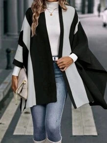 1 chiếc chăn ngoài trời thời trang dành cho nữ, khăn choàng có khóa cài cá nhân, hoàn hảo cho phụ nữ khi đi du lịch, phụ kiện khăn choàng Poncho dành cho phụ nữ - màu đen - Xem 4