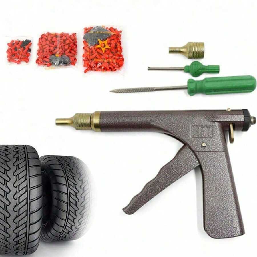 Tubeless Car Wheel Vacuum Tire Repair Tool Gun Kit Metal Working