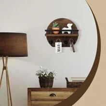 Key Holder For Wall - 11.8 Inch Apartment Wall Decor With Shelf And 8 Key Hooks, Circular Wood Key Hanger For Home Decor - 5 Hooks - View 6