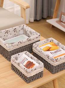 1pc Woven Storage Basket, Desktop Organizer Basket, Key Holder, Woven Basket Tray For Table, Snack Basket - Multicolor - View 7