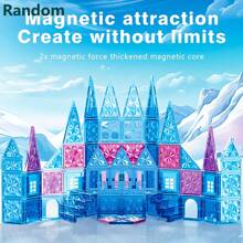 3D 磁性冰雪奇缘主题积木，适合 3-5 岁 4-8 岁儿童，雪世界磁铁玩具，适合 3 4 5 6 7 8 岁男孩女孩幼儿磁性积木学前教育 STEM 学习建筑圣诞生日礼物蒙特梭利学习游戏智力开发套装。磁性积木玩具带来教育乐趣并促进大脑发育理想的教育感知玩具，有趣的场景建筑游戏