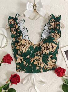 Top con tirantes de estilo de verano nuevo, con diseño dulce y sexy de cuello en V, almohadilla para el pecho, espalda esbelta con diseño de espina de pescado y se puede usar como un sujetador