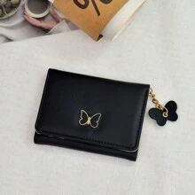2024 New Fashion Butterfly Cute With Coin Compartment And Card Slots Short Design Ladies Wallet Birthday For Women Wallet Purse Wallet Small Wallet - Black - View 3