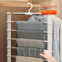 Giá treo quần gấp tiết kiệm không gian, giá đựng đồ và sắp xếp tủ quần áo, giá đựng đồ tủ quần bằng thép không gỉ, giá để quần tất đa năng, thích hợp cho quần jeans, quần tất và quần dài, có thể thu gọn, không đường may, chống trượt - hoàn hảo để treo và phơi quần áo - Nhiều màu - Xem 2