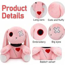 1 件哥特兔子毛绒玩具恐怖毛绒玩具复活节毛绒玩具恐怖兔子毛绒玩具疯狂兔子毛绒玩具