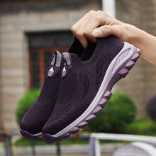 中老年女士户外运动鞋透气轻便防滑软底健身步行鞋 - 中紫紅色 - 查看 6