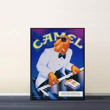 1 件漫画骆驼乔复古香烟吸烟帆布海报 - 艺术装饰风格墙壁艺术印刷品，适用于家庭办公室、卧室、餐厅装饰 - 客厅、咖啡厅、酒吧的防水艺术品，无框架 - 彩色 - 查看 18