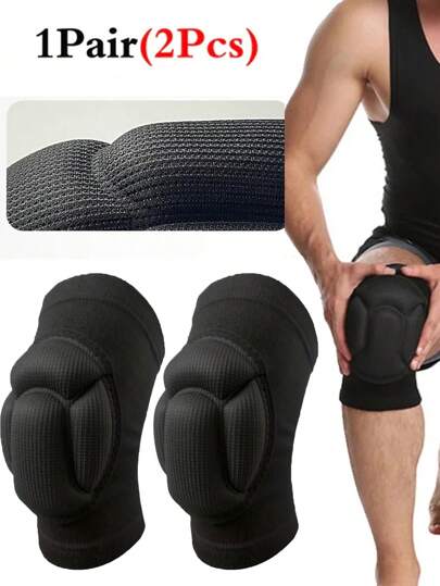 2PCS Winter Women Men S/M/L/XL Black Knee Pads, Thick Soft Breathable Knee Pads , For Dance Volleyball Basketball Football Tennis Running Outdoor Sport Workout Cycling Protector Knee Brace