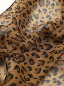 1件装女士时尚豹纹雪纺围巾，波西米亚风格经典图案街头风披肩，适合女士秋冬季日常佩戴配饰