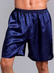 Men's Casual Loose Thin Ice Silk Comfortable Shorts Summer, Men's Home Pajamas - 藍色 - 查看 7