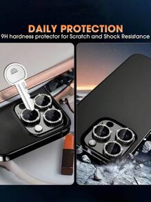 3 件套适用于 17/17 Pro/17 Pro Max/17 Air16 Pro/16 Pro Max 相机镜头保护膜，闪亮个人金属钻石戒指，9H 硬度防刮保护膜，时尚手机配件，保护壳友好
