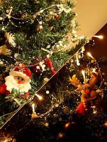 1 件 2 米 10 LED 灯珍珠串灯（不含电池），人造珍珠花环，圣诞树灯，适用于婚礼、派对、卧室、客厅、展示窗、花园装饰、圣诞装饰吊坠、家居装饰 - 彩色 - 查看 5