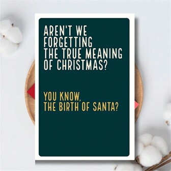 1张节日贺卡（圣诞贺卡）——搞笑圣诞老人祝福语印刷品、卡片和信封套装——适合作为圣诞礼物送给家人、朋友和同事