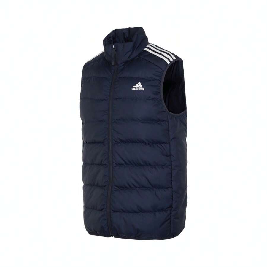 Adidas Boyfriend Style Men's Casual Sports Style Letter Print Striped Side Zipper Front Down Vest - Blue - View 1