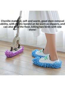 2/10Pcs Mop Slippers For Floor Cleaning Washable Shoes Cover Soft Microfiber Dust Mops Mop Socks Reusable For Women Men Kids Foot Dust Hair Cleaners Sweeping House Office Bathroom Kitchen - Multicolor - View 6