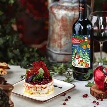 12pcs Christmas Party Red Wine Bottle Stickers, Christmas Decoration Wine Bottle StickersCup Decoration,Christmas Decoration, Party Decoration, Gift For Friends, Gift For Family, Christmas Party