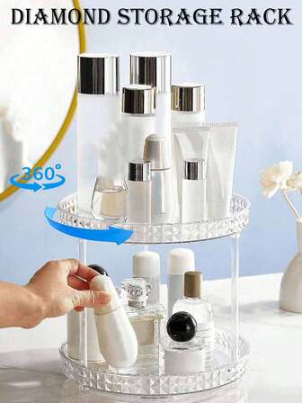 1/2/3 nivåer 360° roterande förvaringsställ, multifunktionellt skrivbordsställ för hudvård, badrum, kosmetika, kök, kylskåp. Transparent roterande kosmetikaställ, flerskiktad hudvårdsorganisatör, roterande kosmetikaställ för badrum