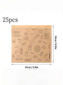 25入組一次性防油食品袋，加厚包裝袋，適用於撻、蛋、漢堡、甜點和三明治，兼容廚房氣炸鍋、氧炸鍋和炸鍋紙 - 棕色 - 查看 10