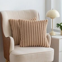 2 piezas de fundas decorativas acogedoras y suaves de terciopelo con rayas para almohada, funda de cojín para sofá y sillón