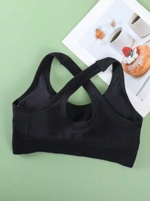 Women's Minimalist Solid Color Crisscross Back Sports Bra