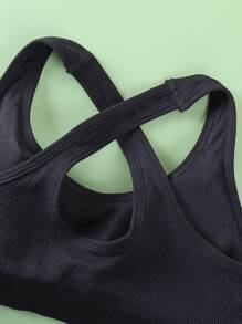 Women's Minimalist Solid Color Crisscross Back Sports Bra