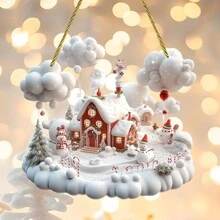 1pc Acrylic Dreamlike Christmas Snowman & Snowhouse Suncatcher, 2D Đèn thả thủy tinh nhiều màu sắc, Thích hợp cho trang trí sân vườn, hiên nhà, phòng ngủ, phòng khách - Quà tặng lý tưởng cho ngày lễ, trang trí nhà cửa, trang trí phòng, trang trí tường - Nhiều màu - Xem 2