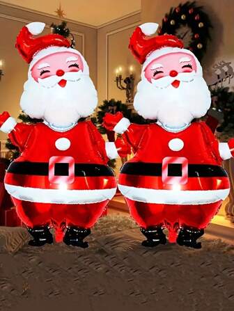 2 件/套巨型 46 英寸圣诞老人气球 - 鲜艳铝箔，可充气，圣诞派对必备品，节日装饰，室内外节日用品，圣诞节