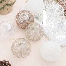 6pcs/Box, 8cm Diameter Transparent Painted Christmas Ornament Balls, Christmas Decorations, Christmas Tree Pendants, Holiday Party Decor, Hanging Ornaments, Costume Accessories Best Gifts Birthday