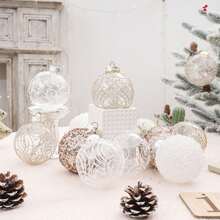6pcs/Box, 8cm Diameter Transparent Painted Christmas Ornament Balls, Christmas Decorations, Christmas Tree Pendants, Holiday Party Decor, Hanging Ornaments, Costume Accessories Best Gifts Birthday