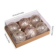 6pcs/Box, 8cm Diameter Transparent Painted Christmas Ornament Balls, Christmas Decorations, Christmas Tree Pendants, Holiday Party Decor, Hanging Ornaments, Costume Accessories Best Gifts Birthday