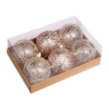 6pcs/Box, 8cm Diameter Transparent Painted Christmas Ornament Balls, Christmas Decorations, Christmas Tree Pendants, Holiday Party Decor, Hanging Ornaments, Costume Accessories Best Gifts Birthday