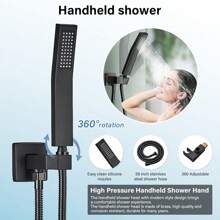 Ceiling Mount Shower System Bathroom Luxury Rain Mixer Shower Combo Set Ceiling Rainfall Shower Head System (Contain Shower Faucet Rough-In Valve Body And Trim) - Đen mờ - Xem 2