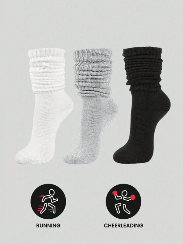 3 Paar Damen Outdoor Sport Socken für Herbst/Winter, warm, feuchtigkeitsableitend, atmungsaktiv für Fitness, Radfahren, Wandern, Yoga, klassische vielseitige Crew Socken (ohne Karte), Herbst