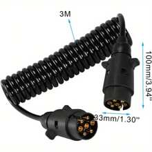 Heavy Duty 7 Pin Trailer Plug Extension Lead - 3m Towing Wire Adapter Cable For Trailer Lighting Board, Caravan, Truck Brake Joint Pipe - Black - View 3