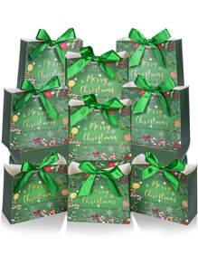 5pcs Christmas Gold Foil Gift Boxes With Ribbons, Suitable For Printing Pattern Decoration, Christmas Party Gift Packaging