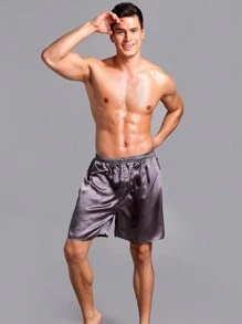 Men's Casual Loose Thin Ice Silk Comfortable Shorts Summer, Men's Home Pajamas - 深灰色 - 查看 3