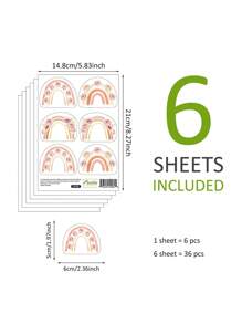 6 قطع ملصقات جدارية كرتونية بشكل قلوب قوس بوهيمية، ملصقات جدارية بنقاط مطرية وسحب قوس ، ديكور منزلي شمالي أنيق، لوحات جدارية صغيرة جميلة بطراز قديم لقوس ، ملصقات، ديكور جداري، ملصق فينيل لديكورات المنزل، عناصر ديكور الربيع لتجديد منزلك، ملصقات ديكور الإطار