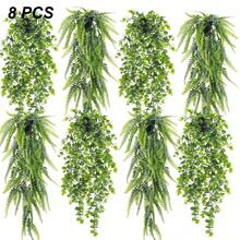 Der Rose 2/3/4/6/8 Pack Fake Hanging Plants Artificial Decor Faux Plants Indoor In Black Pots For Home Bedroom Living Room Decor - 8件裝綠色 - 查看 1