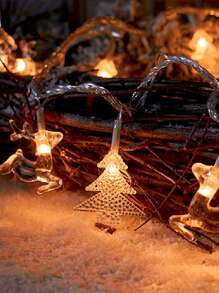 1pc, 10/20 Warm White LED, 2M/3M Snowflake String Lights, Decorative Lighting, For Christmas, Wedding, Indoor/Outdoor Party Decor,Christmas - Yellow - View 6