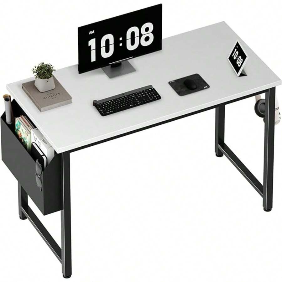 Computer Desk White Writing Table For Small Spaces Home Office 39 Inch