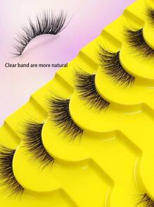 Asiteo 10对轻盈柔软蓬松的半条式假睫毛，打造自然拉长眼型，透明睫毛梗，适合日常妆容，持久可重复使用，百变妆容。