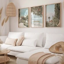 Set de 3 lienzos colgantes, murales italianos, conjunto de 3 impresiones italianas, impresiones del Lago de Como, paisajes italianos, fotografía italiana, decoración de pared para la sala de estar - Multicolor - Ver 10