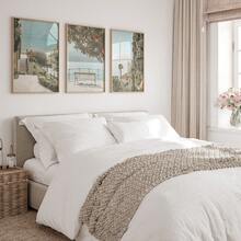 Set de 3 lienzos colgantes, murales italianos, conjunto de 3 impresiones italianas, impresiones del Lago de Como, paisajes italianos, fotografía italiana, decoración de pared para la sala de estar - Multicolor - Ver 9