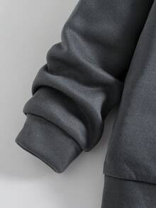 Bộ áo nỉ cổ tròn in họa tiết chữ ấm áp và quần nỉ cho bé trai tuổi mới lớn - Màu xám đen - Xem 4