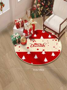1pc Christmas Round Carpet, Area Rugs Living Room, Christmas Tree Rug, Rugs For Bed Room,Christmas Floor Mat And Play Mat For Family, Washable Indoor Carpet Decor, Anti-Slip Soft Carpet For Holiday Decoration, Suitable For Kitchen, Bedroom, Foyer, Nursery, Living Room Home Decor, Christmas Decor Rug, Room Decor